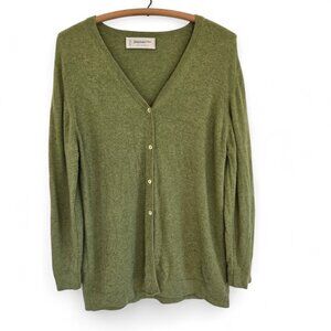 Johnstons Of Elgin 100% Cashmere Womens Green Cardigan Sweater Made in Scotland